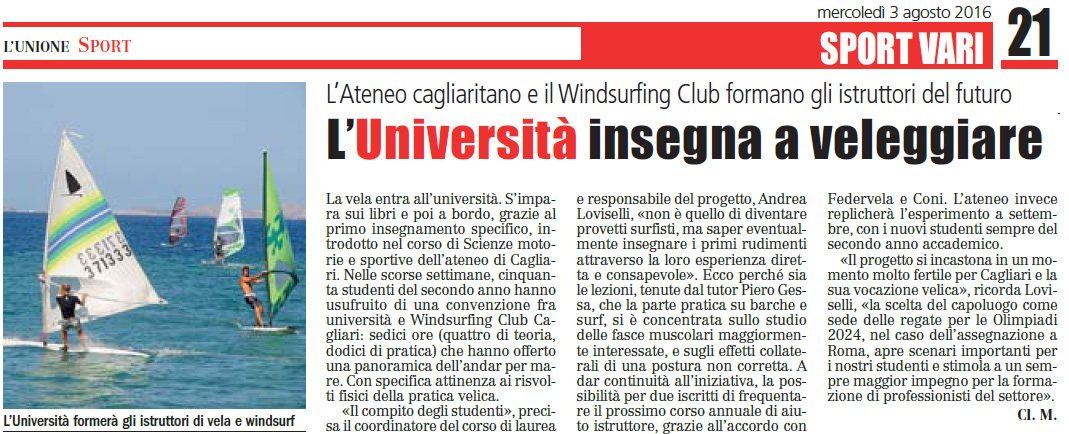 L’Unione Sarda di mercoledì 3 agosto 2016 - CLICCA PER INGRANDIRE